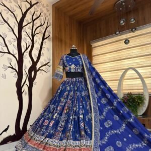 Premium Muslin Cotton Printed Lehanga With Mirror Work