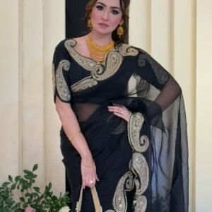 Premium Soft Rangoli Silk Zari & Sequin Black Embroidered Saree
