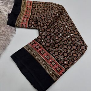 Super HIT Designer Ajrakh Satin Viscose Silk Saree with Original Mirror Work