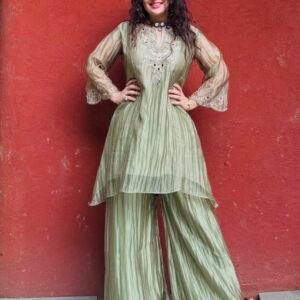 Premium Salsa Silk Embroidered Sharara Palazzo Set with Dupatta