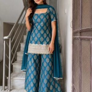 Premium Banarasi Sharara Set With Embroidered Sequins & Zari