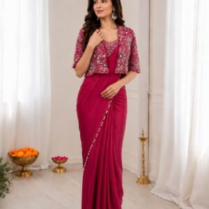 Crepe Silk Ready to Wear Saree With Embroidered Sequins Work