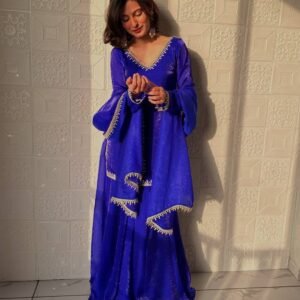 Fandy Silk Kurti Sharara With Mirror Work Simple & Elegant(Available in 4 Colours)