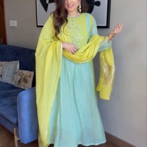 SINDHU – Premium Mul Chanderi Suit Set with Banarasi Lagadi Dupatta