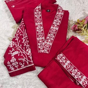 Premium Roman Silk Kurti, Pant & Dupatta Set- AVAILABLE 2 COLOURS