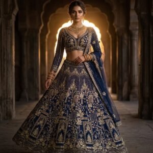 Royal Blue Premium Soft Net Coding & Sequin Work Lehenga Set
