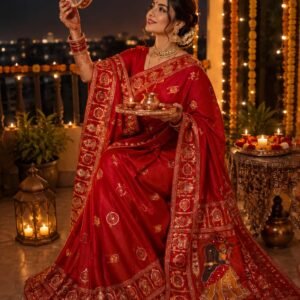 Karwa Chauth Special – Rich Meena Work Saree With 2 Colours