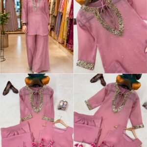 Trendy Crunchy Silk Outfit With Kurti Top And Palazzo-AVAILABLE 5 COLOUR