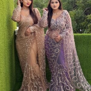 Exclusive New Designer Soft Net Saree With Embroidered Beads