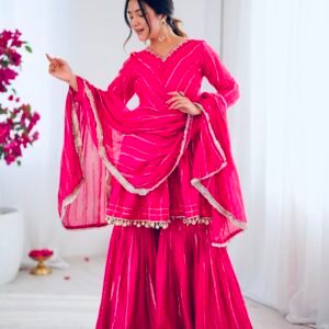 Mal Chanderi Sharara Set With Real Mirror Handwork-Available 4 colours