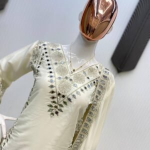 Georgette Embroidered Sequins With Real Mirror Top Palazzo And Dupatta