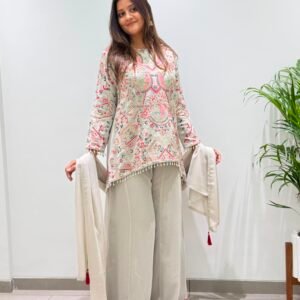Designer Georgette Embroidered Sequins Top Palazzo with Dupatta