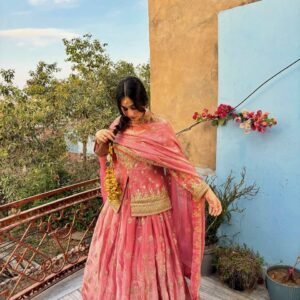 Premium Fendy Silk Two Tone Lehanga Top with Dupatta
