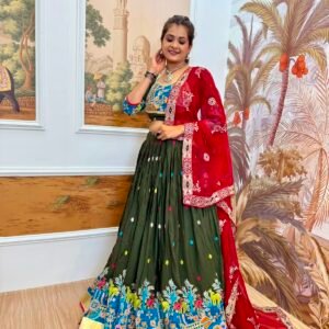 Rang Roop Embroidered Rayon Lehanga With Stitched Blouse and Dupatta