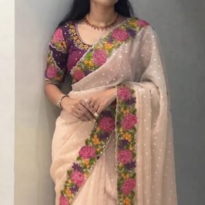 New Arrival – Fancy NC Moss Silk Embroidered Saree - AVAILABLE 3 COLOURS