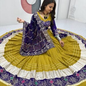 D'naari Pure Cotton Embroidered Thread Sequins Lehanga Choli With Dupatta