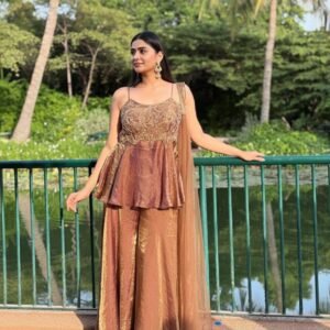 D'naari Trendy Embroidered Sequins Top And Palazzo