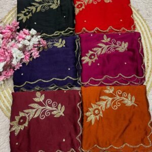 D'naari Soft Rangoli Crush Saree With Embroidered and Cutdana work-AVAILABLE 6 COLOURS