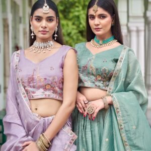D'naari Premium Gold crush Lehanga Choli With Embroidered Sequins-Available 2 Colours