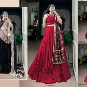 Premium Rayon Lehanga Choli & Dupatta With Mirror Lace-Available 4 Colours