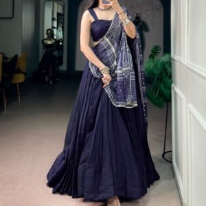 Premium Moonga Silk Lehanga Choli & Dupatta  With Mirror Lace