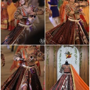 Premium Muslin Cotton Lehanga Choli & Dupatta With Real Mirror