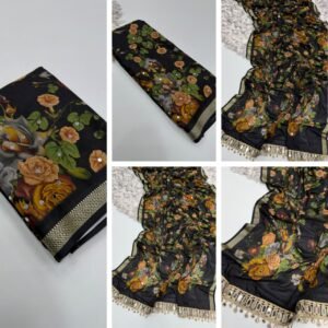 D'naari Designer Malai Silk Saree With Mirror Work