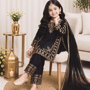 Kid's Premium Fandy Silk Kurti Palazzo Set