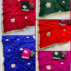 Premium Georgette Sober Gota Work Saree- Available 5 Colours