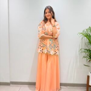 Premium Georgette Embroidered Sequins Top & Palazzo
