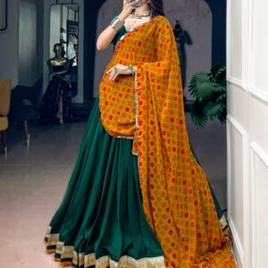 Navratri Special-Soft Chinon Lehanga Choli With Pure Georgette Bandhani Dupatta