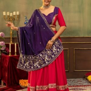 Navratri Special - Pure Rayon Embroidered Real Mirror work Lehanga Choli & Dupatta