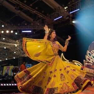 Printed Muslin Cotton Lehanga Choli & Dupatta With Real Mirror Work