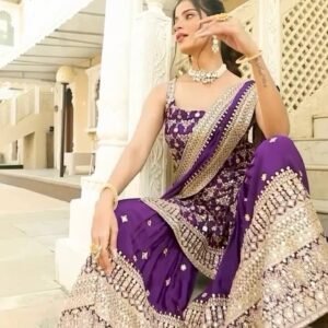 Georgette Sequins Embroidered Sharara Top & Dupatta