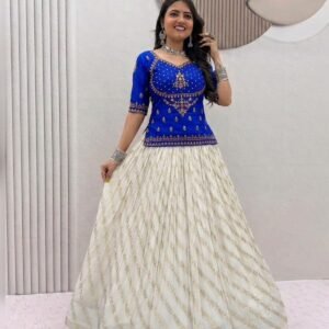 Navratri Special-Jacquard Lehanga with Vichitra Silk Embroidered Sequins Choli