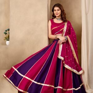 Designer Cotton Lehanga Choli & Dupatta With Real Mirror Work