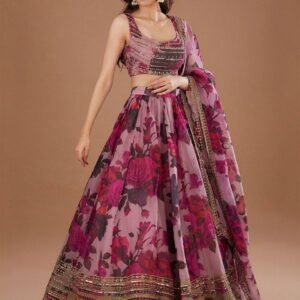 Tabby Organza Printed Embroidered Sequins Lehanga Choli & Dupatta