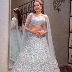 Premium Net Thread Sequins Lehanga Choli & Dupatta With Intricate Work