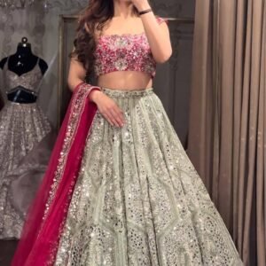 Royal Georgette Zari Sequins Lehanga With Silk Blouse and Net Dupatta