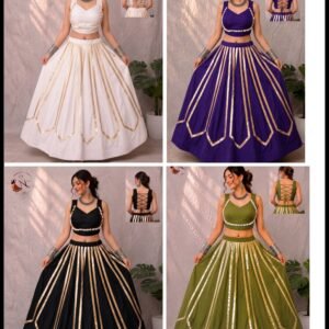 Navratri Collection-Rayon Lehanga Choli with Gold Foil Stripe-Available 4 Colours