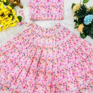 Kid's Cotton Flower Printed Lehanga Choli Set
