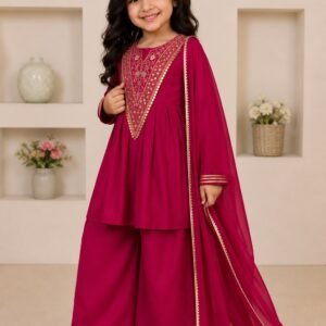 Kid's Premium Japan Satin Sequins Embroidered Sharara