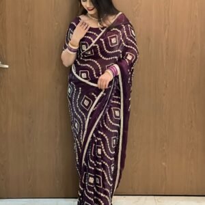 D'naari Pure Soft Fandy Satin Handwork Saree-Available 6 Colours