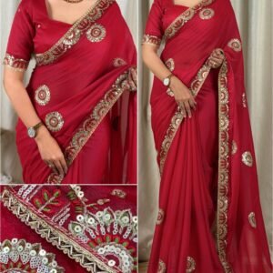 Sunhari- Star Georgette Embroidered Sequins Saree-Available 4 Colours