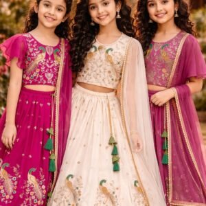 Kid's Georgette Lehanga Choli & Dupatta with Embroidered Sequins work-Available 3 colours