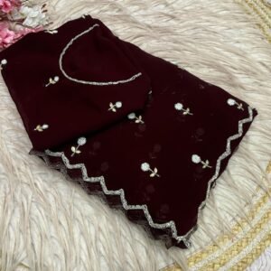 D'naari Premium Georgette Bead Sequins Work Saree-Available 12 Colours