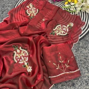 D'naari Premium Space Silk Handwork Khatli Saree- Available 4 Colours