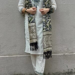Khadi Cotton Kurti Pant & Bhagalpuri Khadi Print with Embroidered Sequins