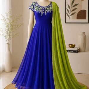 Soft Georgette Embroidered Anarkali Gown with Dupatta