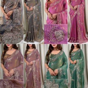 RANISHA- Fandy Satin Embroidered Sequins Beads work-Available 4 Colours